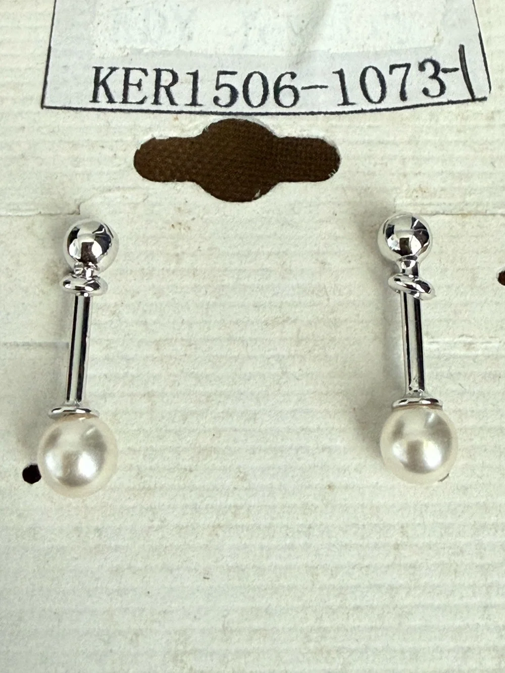Silver Pearl Drop Stud Earrings - Women Jewelry